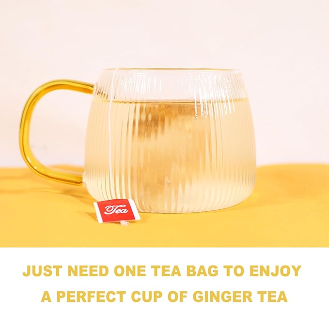 TEARELAE - Ginger Tea Bags, 64 Count - 100% Pure Ginger Root Tea, Soothing & Spicy - Non-GMO - Caffeine-free - Aid Digestion & Support Respiratory