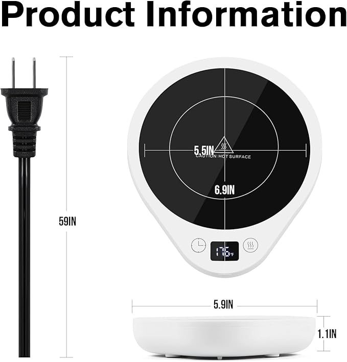 PUSEE Coffee Mug Warmer - Electric Large Candle Warmer Plate with 4H Auto Shut Off, 3-Temp Settings Cup Heater for Desk, Tea, Milk, Cocoa