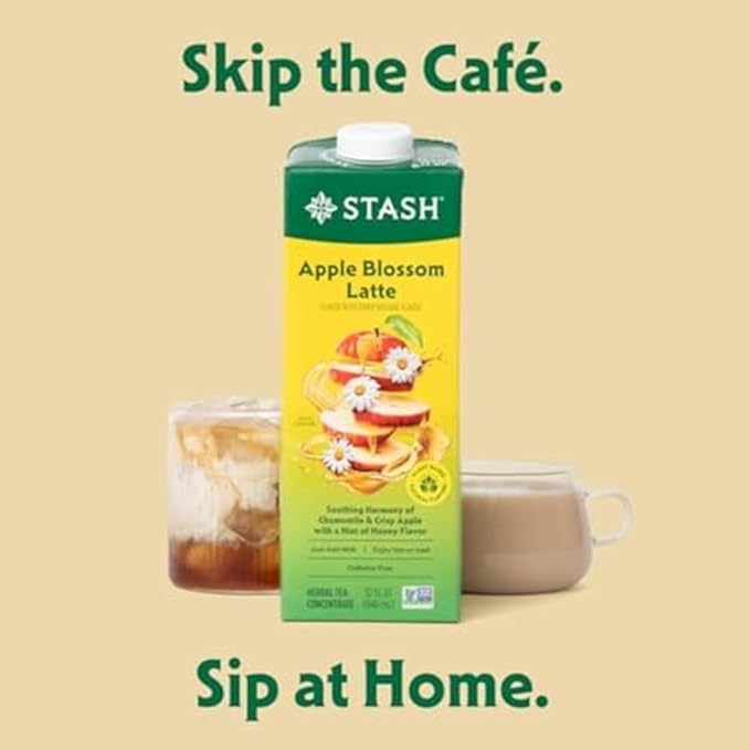 STASH Apple Blossom Latte - Dairy Free Plant Based Chamomile Tea Concentrate - Caffeine-Free - 32 fl oz, 5 Servings (Pack of 2)