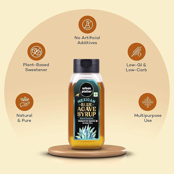 Urban Platter Mexican Blue Agave Syrup | 17.64 Oz (500g) | Natural Plant-Based Sweetener | Low Glycemic, Vegan & Gluten-Free | Perfect Sugar Alternative for Tea, Coffee, Baking & Desserts