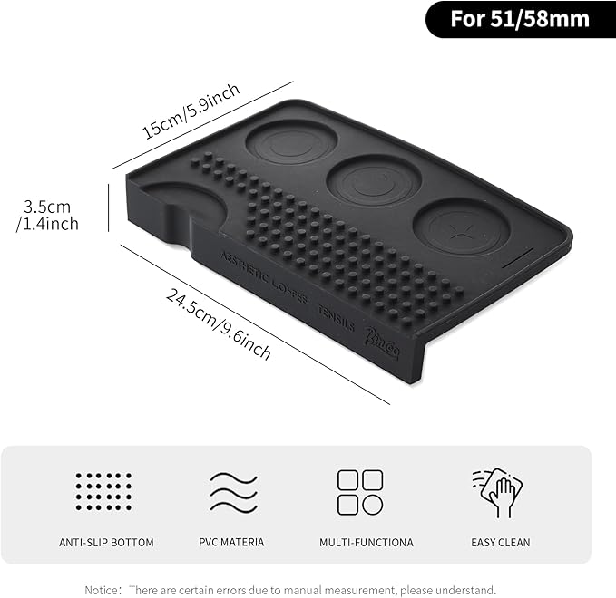 Espresso Tamping Mat for Counter - Ultra Thick Silicone Tamper Mat Coffee Bar Mat, 9.6''×5.9'' Espresso Mat for Countertops,Fits for Baristas Home Kitchen Bar, Waterproof