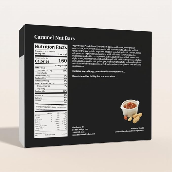 ProtiWise – Caramel Nut High Protein 15g Bar | 7/Box | Weight Loss, Diet, Keto Friendly, Meal Replacement | Gluten Free, Low Fat, Low Sugar