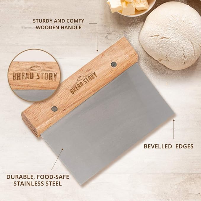 Bread Story Danish Whisk Dough Lame Slashing Tool And Wooden Scraper Tool Used for Pastry Baking Sourdough Starter Kit Set of 3