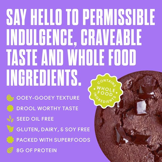 Toto's Double Chocolate Chip Vegan Cookies: Gluten-Free High-Fiber Cookie with Plant-Based Protein, Superfoods, and Adaptogens - 10X Individually Wrapped Cookies