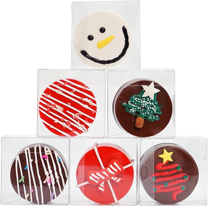 50pcs Clear Macaron Boxes Chocolate Covered Ore Cookie Boxes 2.17" x 2.17" x 1.38" Clear Favor Box Treat Pastry Box for Christmas Birthday Wedding