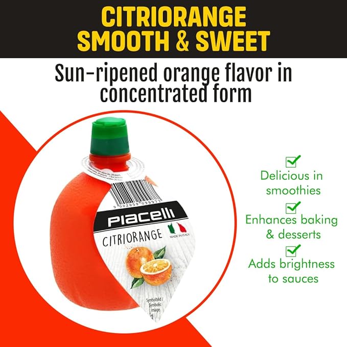 Piacelli CitrTrio Juice - Lemon, Lime & Orange Juice Concentrates Delivering Fresh, Natural Citrus Flavor for Cooking & Drinks - Lemon Juice Adds Zest & Brightness to Marinades, Cocktails & Recipes with orange juice concentrated 200ml/each