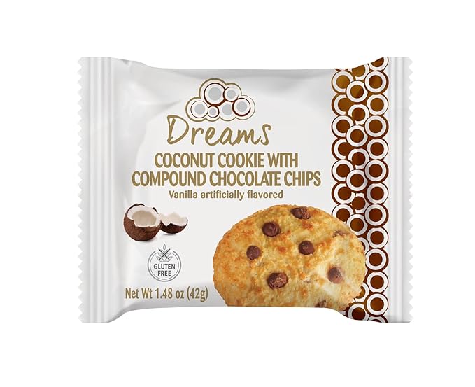 Dreams Coconut Cookies with Chocolate Chips – Vegan, Gluten-Free, High Protein Snack | Guilt-Free & Healthy Treat | 1 Box – 24 Units / 35.52oz