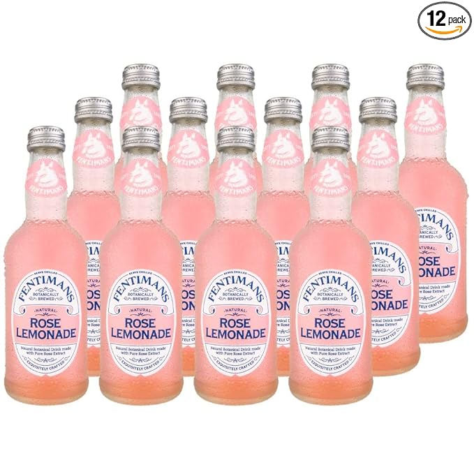 Fentimans Sparkling Rose Lemonade - Sparkling Pink Lemonade with Natural Ingredients, Mixer, Craft Soda, Botanically Brewed Lemonade - 9.3 Fl Oz (Pack of 12)