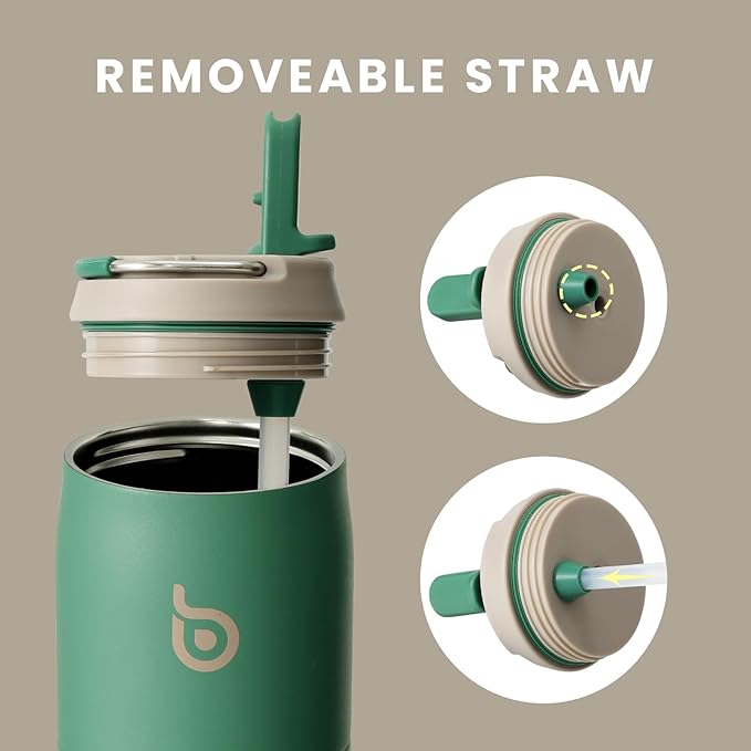 BOTTLE BOTTLE Stainless Steel Water Bottle with Straw Lid and Handle 32 oz Vacuum Insulated Cup for Sports Travel Gym Hiking, Leak-Proof Wide Mouth Water Bottles for Men,forests