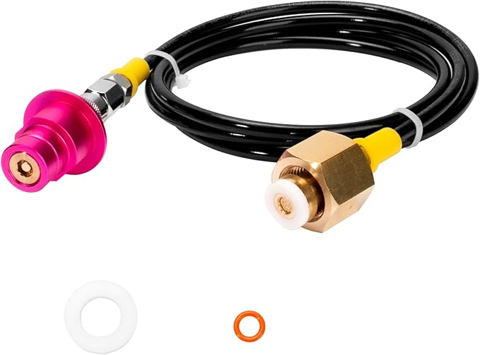 Soda Machine CO2 Refill Adapter with Quick Connector Hose - for Terra DUO Art Gaia Series Soda Maker Pink CO2 Gas Refill Replace Accessories & CO2 Cylinder Tank CGA320 Threaded Adapter (60inch)