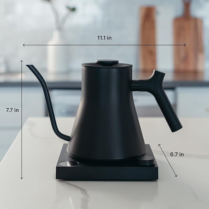 Fellow Stagg EKG Pro Electric Gooseneck Kettle - Pour-Over Coffee and Tea, Quick Heating, Precise Temperature Control, Scheduling, Built-in Brew Timer, Matte Black, 0.9 Liter