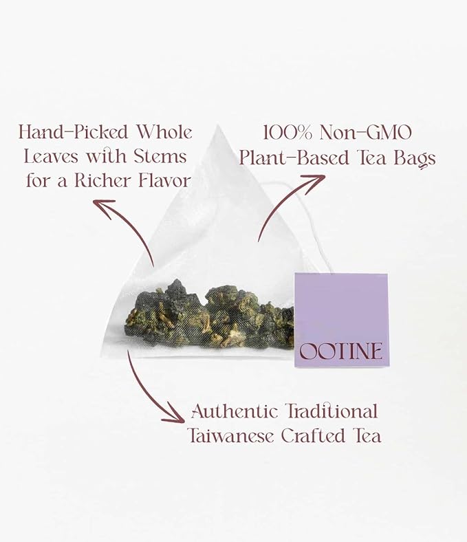 OOTINE, Golden Lily Taiwan Oolong Tea (12 Pyramid Sachets) | Floral and Milky Notes, Lightly Oxidized for A Taste Closer to Green/White Tea | Hand-Picked Quality Whole Leaves in Plant-Based Sachets | Perfect for After-Meal Digestion | Multiple Infusions