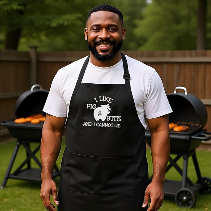 Personalized Chef Apron for Men, Custom Embroidered Design, Professional Kitchen Cooking BBQ Grilling for Dad, Decorated in USA