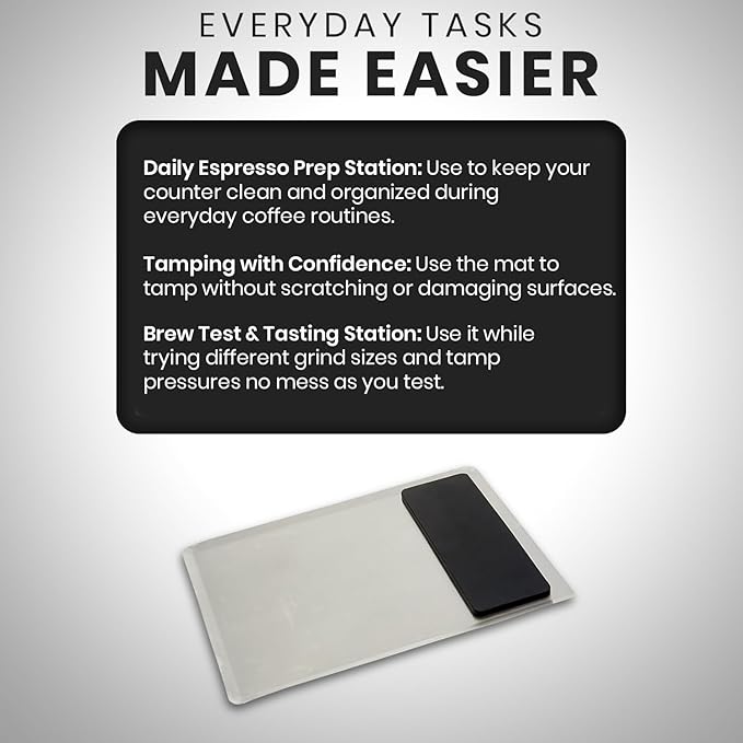 Rattleware Grinder Tray with Tamping Mat - Mess-Free Coffee Experience, Easy Clean, & Sleek Design for The Espresso Enthusiast (13" x 9.75")