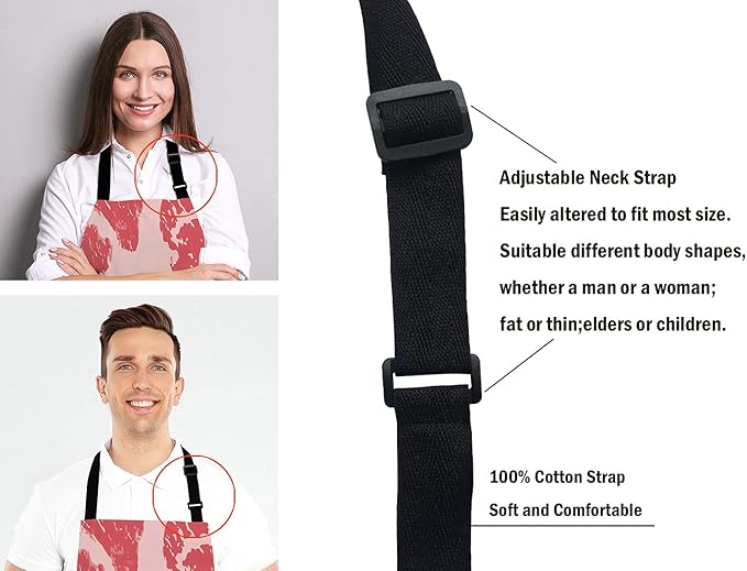 Beef Texture Apron for Women and Men, Adjustable Kitchen Chef Apron for Cooking Baking - Cute Birthday, Anniversary, Mother's Day Apron Presents for Mom Wife Girlfriend Aunt Grandma