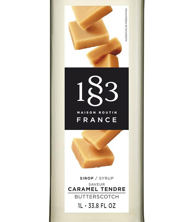 1883 Coffee Syrup, Butterscotch Syrup for Drinks, Made in France, 1 Liter Plastic Bottle (Pack of 2)