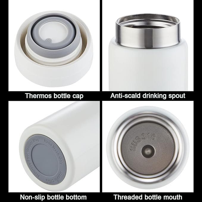 Mini Thermos Cute Water Bottle - 7 oz Tiny Insulated Vacuum 18/10 Stainless Steel Small Flask - Leak Proof & Spill Proof & Keeps Cold and Hot for Drink, Coffee, Tea - Light Blue