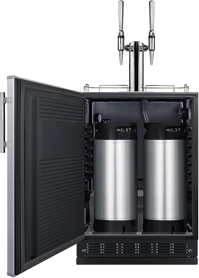 Summit Appliance 24" Wide Nitro Coffee Kegerator/Refrigerator Combo, Black Interior, Caster Wheels, Residential/Commercial Use (LHD, Nitro Coffee)