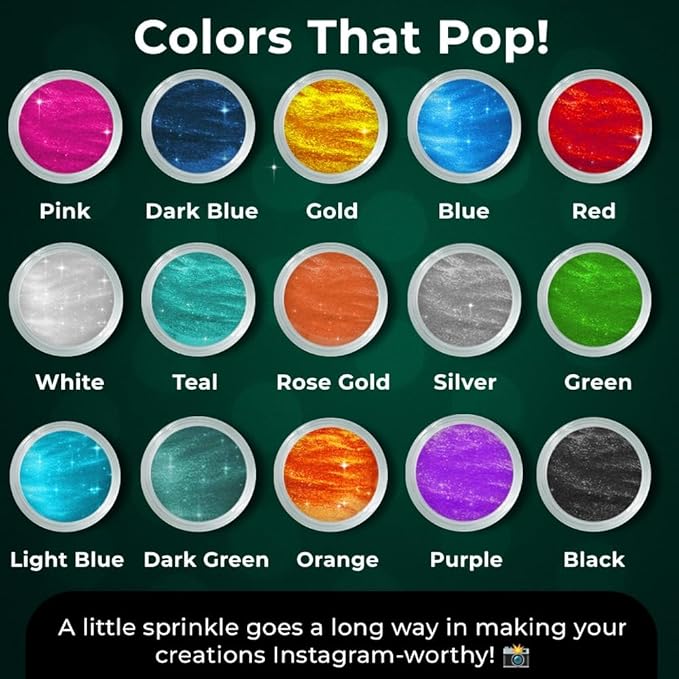 Bulk (20g) Luster Dust Edible Cake Decorations, Edible Luster Dust for Cakes, Green Edible Luster Dust for Cupcake Decorations, Cake Drip, Edible Paint, Green Edible Shimmer Dust for Drinks