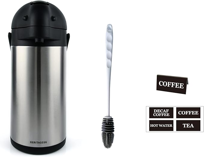Heritage66 Thermal Coffee Carafe -Triple Wall Vacuum insulated Flask- Thermos keeping Beverages Hot for 12 hours /24 hours cold Tea, Water, and Coffee Dispenser (3 Liter / 101 Oz)