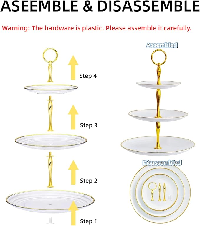 5 Pcs Dessert Table Stand Set - 2x Small 3 Tier Plastic Cupcake Display Stands Cookie Tray Rack Serving Tower & 3x Trays for Wedding Baby Shower Tea Party