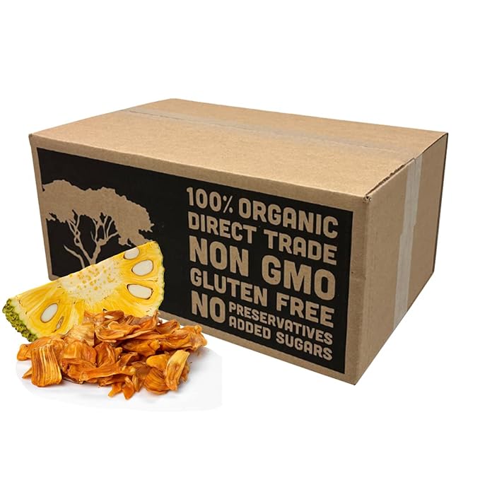 Mavuno Harvest Jackfruit Dried Fruit Snacks | Unsweetened Organic Dried Jackfruit Chips | Gluten Free Healthy Snacks for Kids and Adults | Vegan, Non GMO, Direct Trade | Bulk 10 Pounds