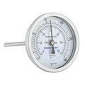 MEASUREMAN Homebrew Bi-Metal Thermometer, 3" Dial, 6" Lead-Free Brass Stem, Range 32-140 deg F/0-60 deg C, 2% Accuracy, Adjustable, 1/2" NPT Back Mount