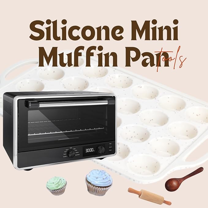 Silicone Cupcake Pan & Mini Silicone Muffin PanCombo Set - silicone mini muffin pan 24-2pack for Baking Non-Stick, Perfect for Cupcakes, Muffins & Desserts, Egg Bites Oven Safe, 2 Pack Confetti