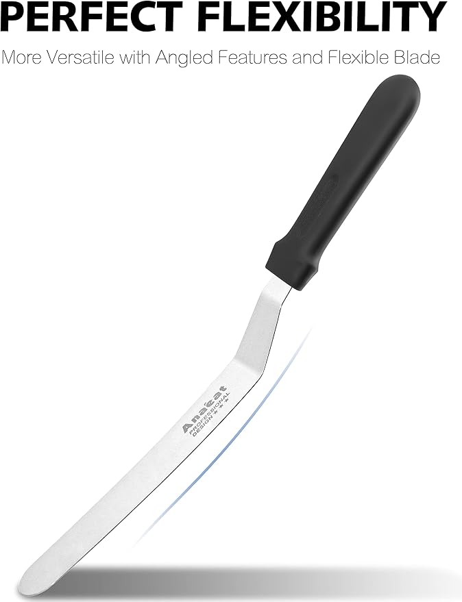 Anaeat Icing Spatula, Professional Cake Angled Offset Spatula with 10" Stainless Steel Blade - Thickened Frosting Knife with Durable Plastic Handle for Cake Decorating, Pastry & Baking