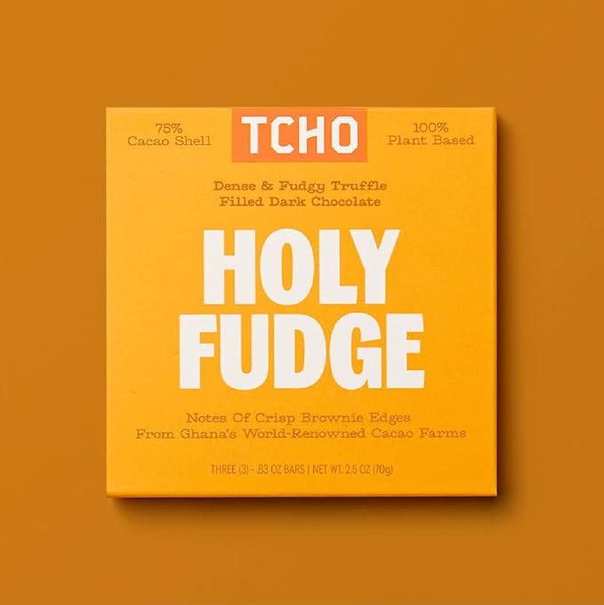 TCHO Holy Fudge 76% Dark Chocolate Bars (10 pack) | Single Origin, Plant Based, Organic & Fair Trade, | Non GMO, Non-Dairy, Vegan Chocolate, Soy Free (2.5oz each)