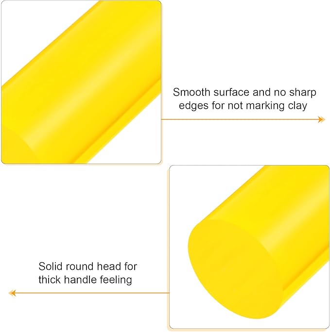 HARFINGTON Acrylic Clay Roller 7.28 Inch x 1 Inch Solid Non-Stick Plastic Round Tube Roller Polymer Clay Rod Fondant Rolling Pin for Shaping, Sculpting, Modeling DIY Crafts, Yellow