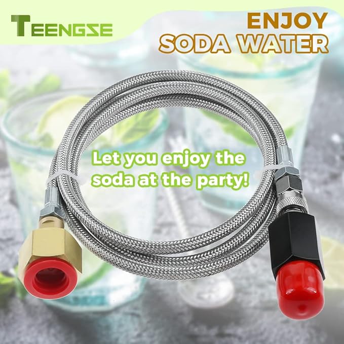 CO2 Cylinder Direct Adapter Hose, 60in Stainless Steel CO2 Tank Hose Compatible with Fizzi One Touch Jet Aqua Fizz, CGA320 to TR21-4
