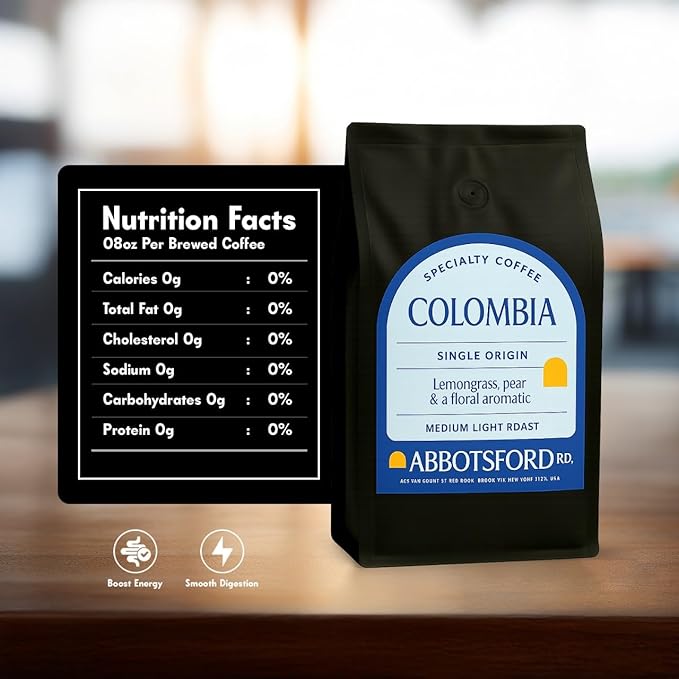 Colombia Single Origin Whole Bean Coffee, Medium-Light Roast with Lemongrass, Tangerine & Floral Aromatic Notes, Specialty Coffee Beans Colombian, 35.2oz (2.2lb) Bag, Perfect for Enthusiasts