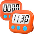 2 Pack Digital Kitchen Timer for Cooking Big Digits Loud Alarm Magnetic Backing Stand Cooking Timers for Baking Orange