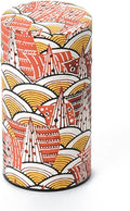 Japanese Pokkan Coffee Spice Tea Tin Canister Washi Paper Storage with Lid 7.05 oz Capacity (Modern Seigaiha)