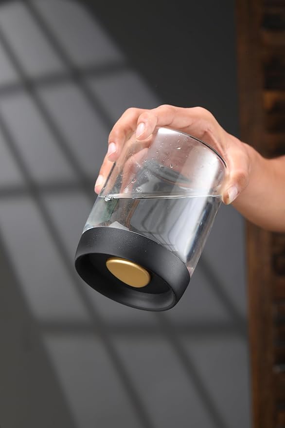 LOEZ Coffee Bean Storage Container Airtight, Lid Sealed with Press-Down Vacuum, Borosilicate Glass Coffee Canister, Food Storage, Coffee Bar for Ground Coffee, Tea, Beans, Spices (Large - Gray)