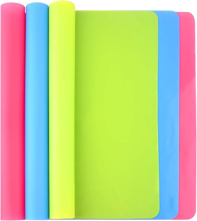 FEPITO 3PCS A3 Large Silicone Sheet for Crafts Jewelry Casting Molds, Multipurpose Silicone Mat, Reusable, Waterproof, Heat Resistant, Food Grade Placemat