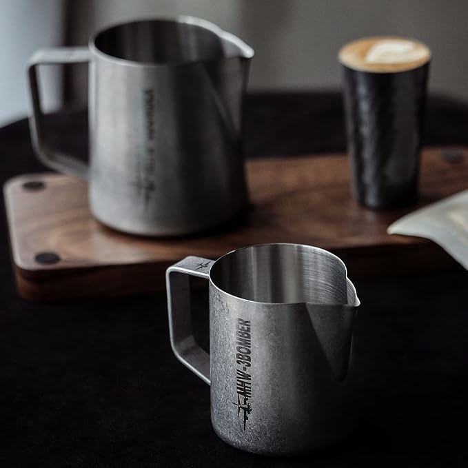 MHW-3BOMBER Latte Art Pitcher Stainless Steel Milk Frothing Pitcher Steamed Espresso Cup Barista Pitcher (Silver Spot, 20oz/600ml) P5027SS-OS