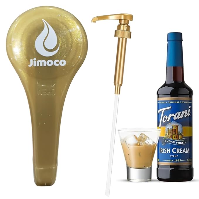 Jimoco® Syrup Pump Dispenser + Torani® Sugar Free Irish Cream Syrup, 25.4 oz - Coffee Syrup Pump & Flavoring Bundle