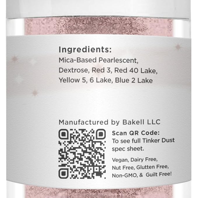 BAKELL Rose Gold Edible Glitter, 25 Grams | TINKER DUST Edible Glitter | KOSHER Certified | 100% Edible Glitter | Cakes, Cupcakes, Cake Pops, Drinks, Dessert Vegan Glitter & Dusts (25g, Rose Gold)