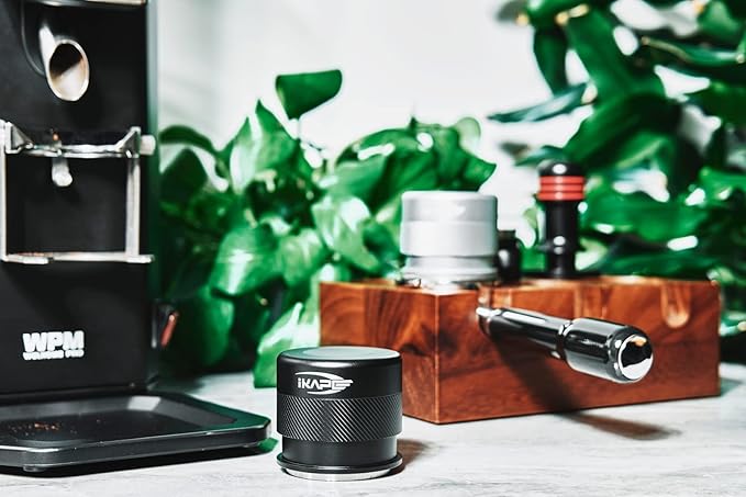 IKAPE Coffee Products, 51MM Espresso Tamper, Premium Barista Coffee Calibrated Tamper with Spring Loaded, 100% Stainless Steel Tamper Compatible with All 51MM Bottomless Portafilter (Black)