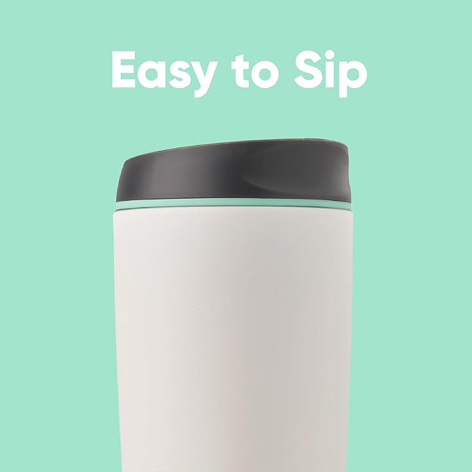 Owala SmoothSip Insulated Stainless Steel Coffee Tumbler, Reusable Iced Coffee Cup, Hot Coffee Travel Mug, BPA Free 20 oz, Gray (Cloudscape)