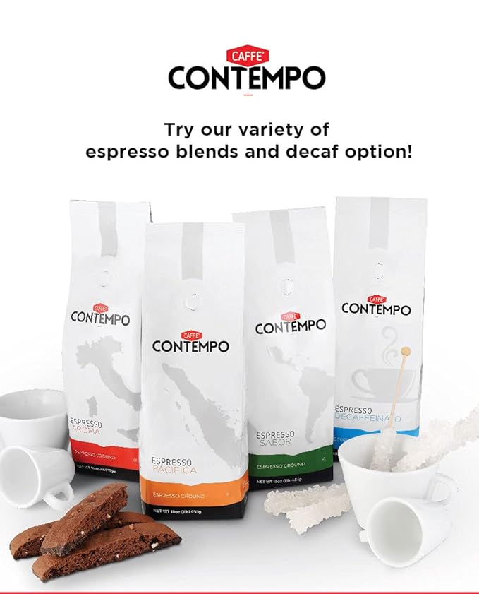 CAFFÉ CONTEMPO Italian Style Ground Espresso, Sabor Blend, 1 LB Fine Grind, Dark Roast, Freshly Roasted, Great for Moka Pot Coffee