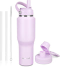 32oz Insulated Water Bottle, Fit in Any Car Cup Holder, Water Bottle with Straw Lids, Stainless Steel Insulated Water Flask Double Wall Leak-proof BPA Free to Keep Cold&Hot