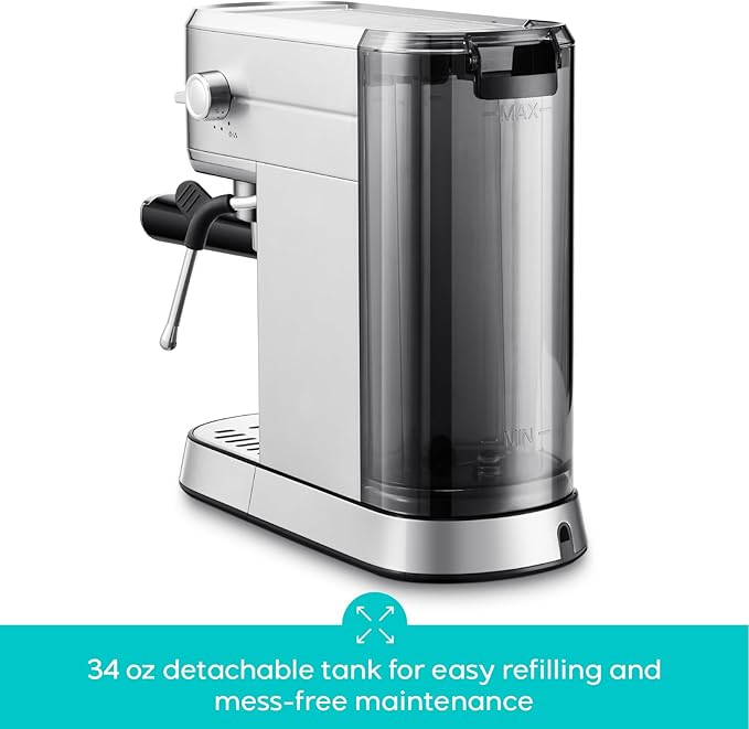 CASABREWS CM5418 Espresso Machine 20 Bar, Compact Espresso Maker with Steam Milk Frother, Stainless Steel Coffee Machine with 34oz Removable Water Tank for Cappuccino, Latte, Silver
