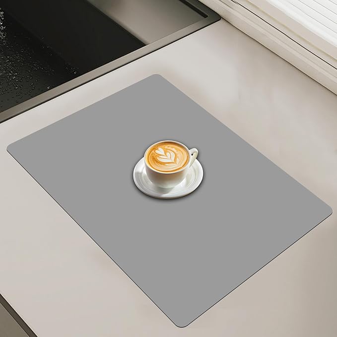 23.6"x15.7" Silicone Mats for Kitchen Counter, Non-Slip Heat Resistant Countertop Protector, Waterproof Silicone Craft Mat for Kitchen Island, Light Gray