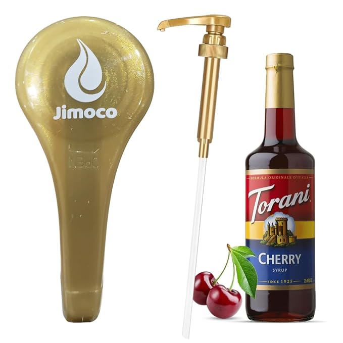 Jimoco Barista Bundle – Jimoco® Syrup Pump + Torani® Cherry Syrup, 25.4 oz