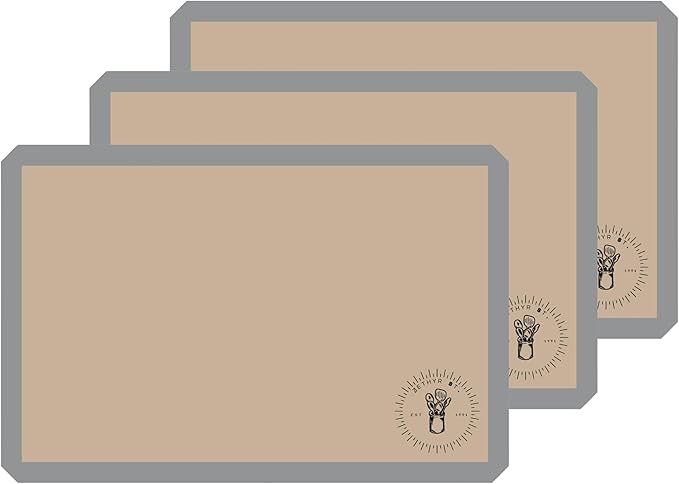 Silicone Baking Mats for 3/4 Size Cookie Sheets for Baking - 3 Pack - Non-Stick, Food Safe Oven Safe Liners for baking sheets - Easy Clean, Mess-Free Baking Sheet Liners, 13.5 x 19.5 Inches