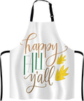 Happy Fall Y'all Kitchen Cooking BBQ Chef Apron,Funny Apron for Men, Women - Dad Presents, Presents for Men - Birthday, Mothers Day Presents for Mom, Wife, Husband, Brother, Friends