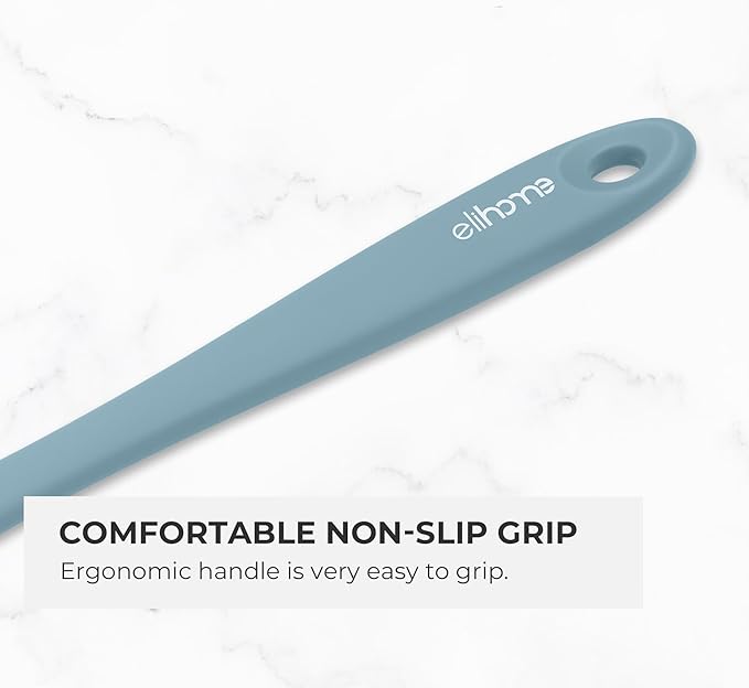 Elihome Classic Silicone Spoonula - Non-Stick Heat Resistant Silicone Scraper Spatula for Mixing, Serving, Scraping, Stirring, and More - 11 Inch, Slate Teal Grey